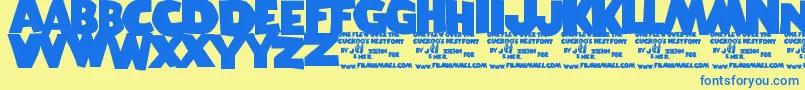 OneFlewOverTheCuckoosNest Font – Blue Fonts on Yellow Background