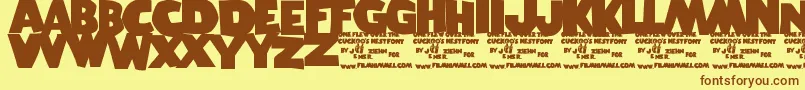 OneFlewOverTheCuckoosNest Font – Brown Fonts on Yellow Background