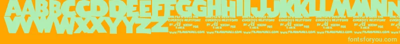 Шрифт OneFlewOverTheCuckoosNest – зелёные шрифты на оранжевом фоне