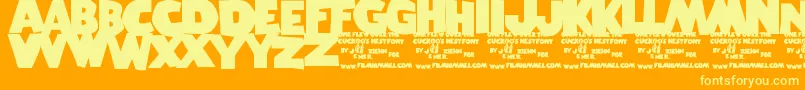 OneFlewOverTheCuckoosNest-Schriftart – Gelbe Schriften auf orangefarbenem Hintergrund