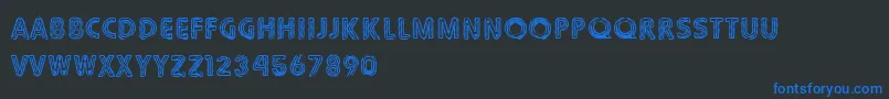 Tbj-Schriftart – Blaue Schriften auf schwarzem Hintergrund