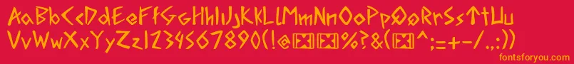Fonte AcadianRunesRegularPersonalUse – fontes laranjas em um fundo vermelho