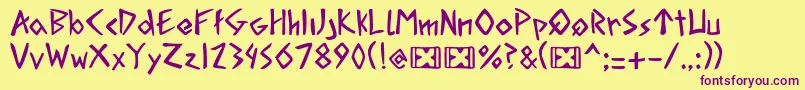 AcadianRunesRegularPersonalUse Font – Purple Fonts on Yellow Background