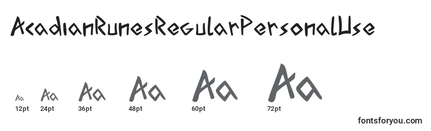 Размеры шрифта AcadianRunesRegularPersonalUse