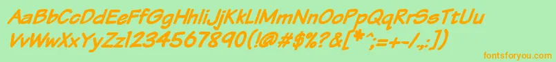 Vtcsundaykomixbolditalic Font – Orange Fonts on Green Background