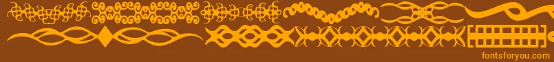 フォントScDividers – オレンジ色の文字が茶色の背景にあります。