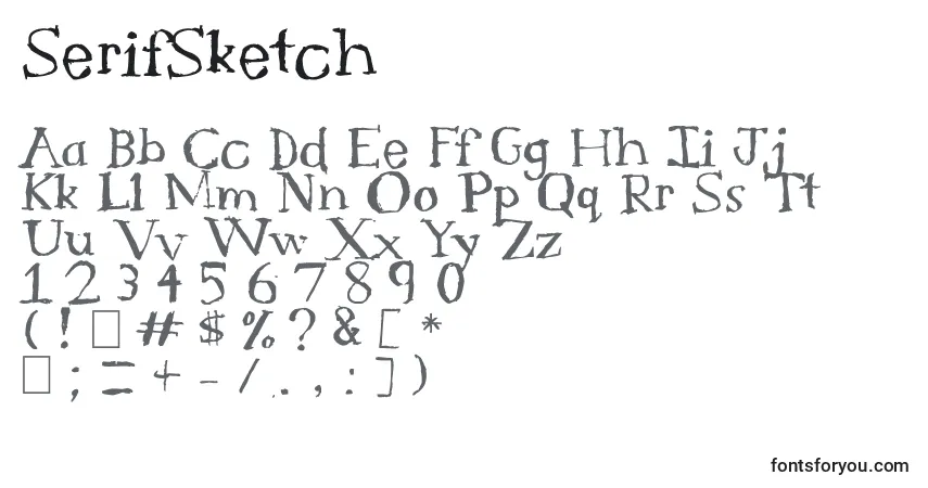 Шрифт SerifSketch – алфавит, цифры, специальные символы