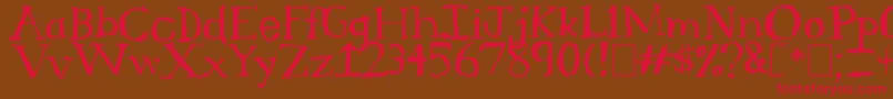 フォントSerifSketch – 赤い文字が茶色の背景にあります。