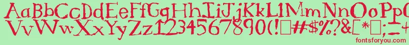 Czcionka SerifSketch – czerwone czcionki na zielonym tle