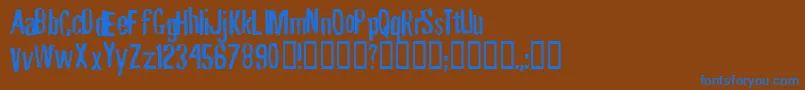 Rubbf-Schriftart – Blaue Schriften auf braunem Hintergrund
