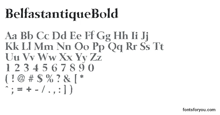 Czcionka BelfastantiqueBold – alfabet, cyfry, specjalne znaki