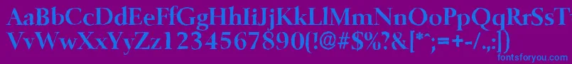 フォントBelfastantiqueBold – 紫色の背景に青い文字