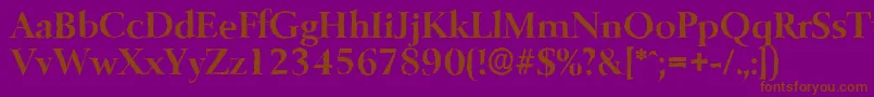 BelfastantiqueBold-Schriftart – Braune Schriften auf violettem Hintergrund