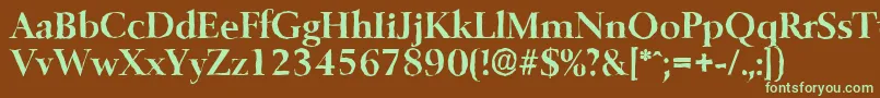 フォントBelfastantiqueBold – 緑色の文字が茶色の背景にあります。