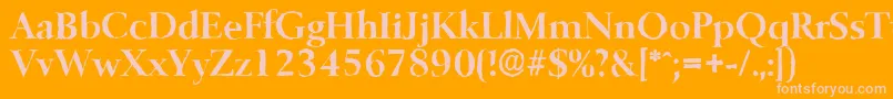 BelfastantiqueBold-fontti – vaaleanpunaiset fontit oranssilla taustalla