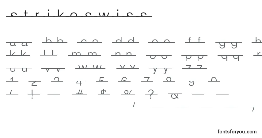 Schriftart StrikeSwiss – Alphabet, Zahlen, spezielle Symbole