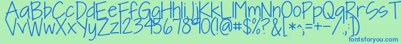 Kgineedafont Font – Blue Fonts on Green Background