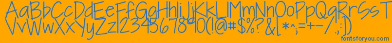 Kgineedafont Font – Blue Fonts on Orange Background