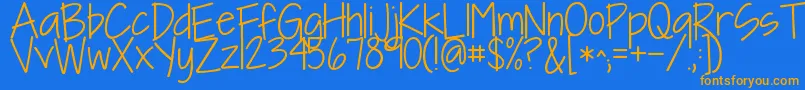 Kgineedafont Font – Orange Fonts on Blue Background