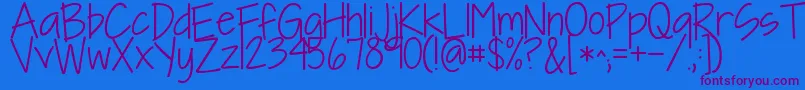 Kgineedafont Font – Purple Fonts on Blue Background