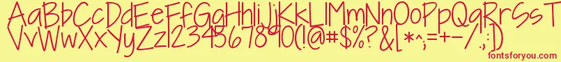フォントKgineedafont – 赤い文字の黄色い背景