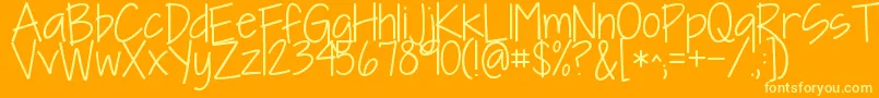 Kgineedafont-Schriftart – Gelbe Schriften auf orangefarbenem Hintergrund