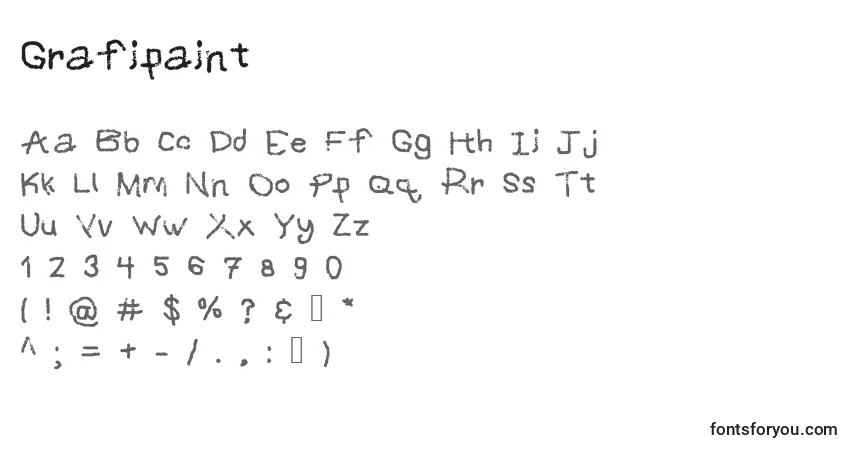 A fonte Grafipaint – alfabeto, números, caracteres especiais