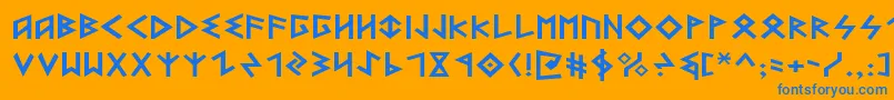 フォントHeorote – オレンジの背景に青い文字