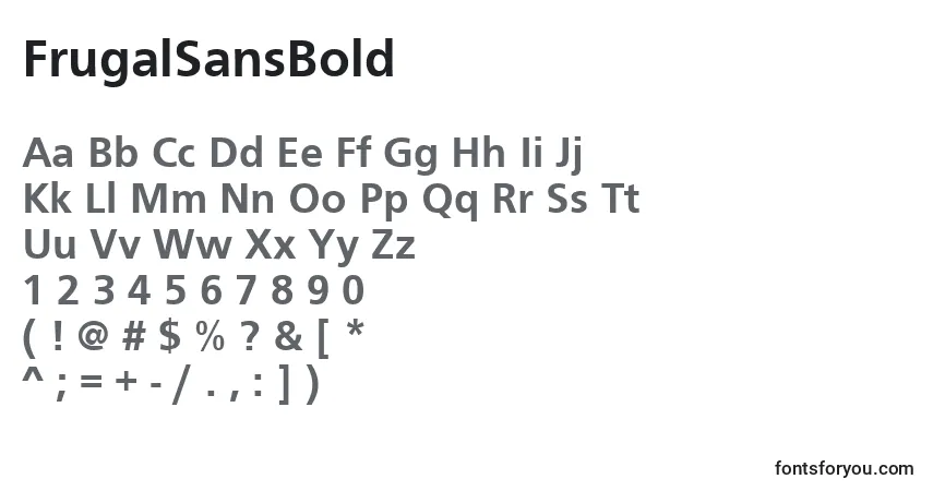 Шрифт FrugalSansBold – алфавит, цифры, специальные символы