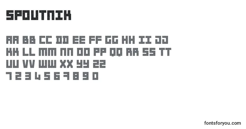 Schriftart Spoutnik – Alphabet, Zahlen, spezielle Symbole