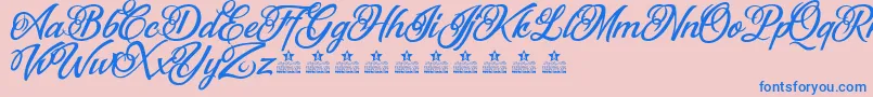 Weitere Informationen zur FantasticReasonPersonalUse-Schriftart FantasticReasonPersonalUse-Schriftart – Blaue Schriften auf rosa Hintergrund