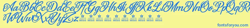 FantasticReasonPersonalUse-Schriftart – Blaue Schriften auf gelbem Hintergrund