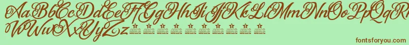 Weitere Informationen zur FantasticReasonPersonalUse-Schriftart FantasticReasonPersonalUse-Schriftart – Braune Schriften auf grünem Hintergrund