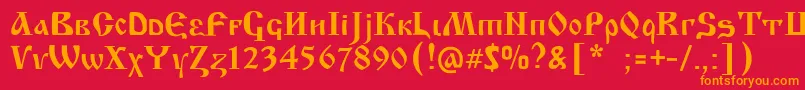 フォントKrasniFellows – 赤い背景にオレンジの文字