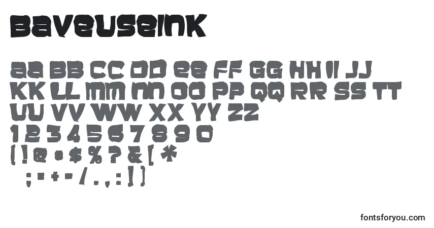 A fonte Baveuseink – alfabeto, números, caracteres especiais
