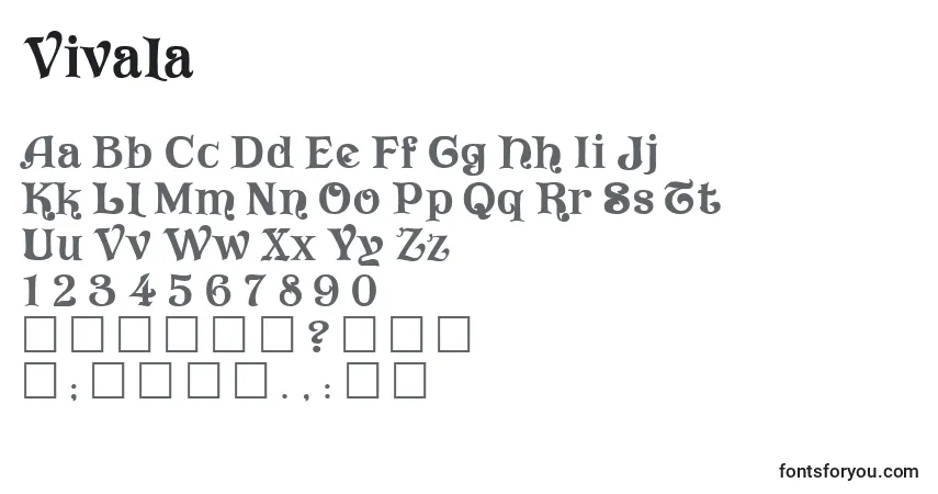 Schriftart Vivala – Alphabet, Zahlen, spezielle Symbole