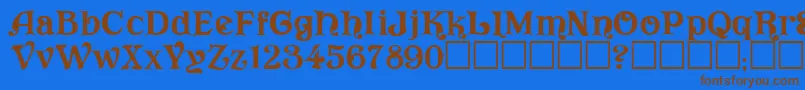 フォントVivala – 茶色の文字が青い背景にあります。