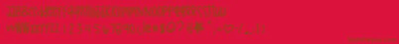 Weitere Informationen zur Peachjamz-Schriftart Peachjamz-Schriftart – Braune Schriften auf rotem Hintergrund