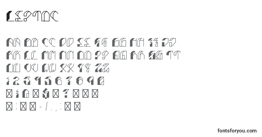 Schriftart Leptoc – Alphabet, Zahlen, spezielle Symbole