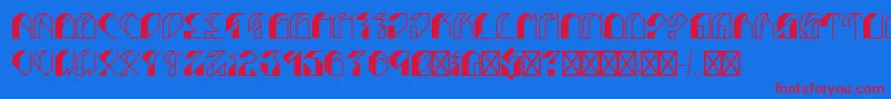 Czcionka Leptoc – czerwone czcionki na niebieskim tle