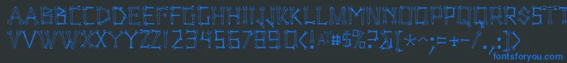 Wrenchedletters Font – Blue Fonts on Black Background