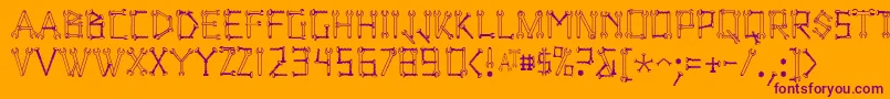 Wrenchedletters-fontti – violetit fontit oranssilla taustalla