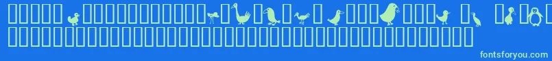 Birds-Schriftart – Grüne Schriften auf blauem Hintergrund