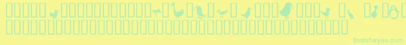 Birds-Schriftart – Grüne Schriften auf gelbem Hintergrund