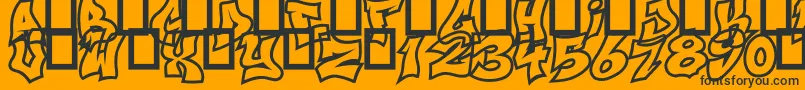 NextUps-Schriftart – Schwarze Schriften auf orangefarbenem Hintergrund