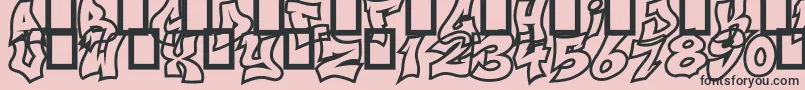 NextUps-fontti – mustat fontit vaaleanpunaisella taustalla
