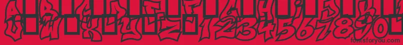 NextUps-Schriftart – Schwarze Schriften auf rotem Hintergrund
