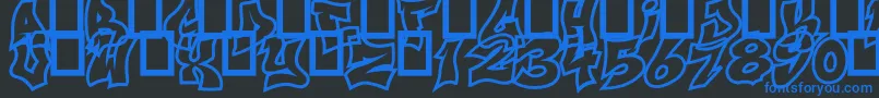 NextUps-Schriftart – Blaue Schriften auf schwarzem Hintergrund