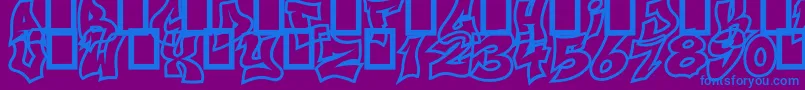 NextUps-Schriftart – Blaue Schriften auf violettem Hintergrund