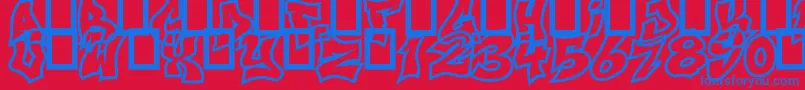 フォントNextUps – 赤い背景に青い文字